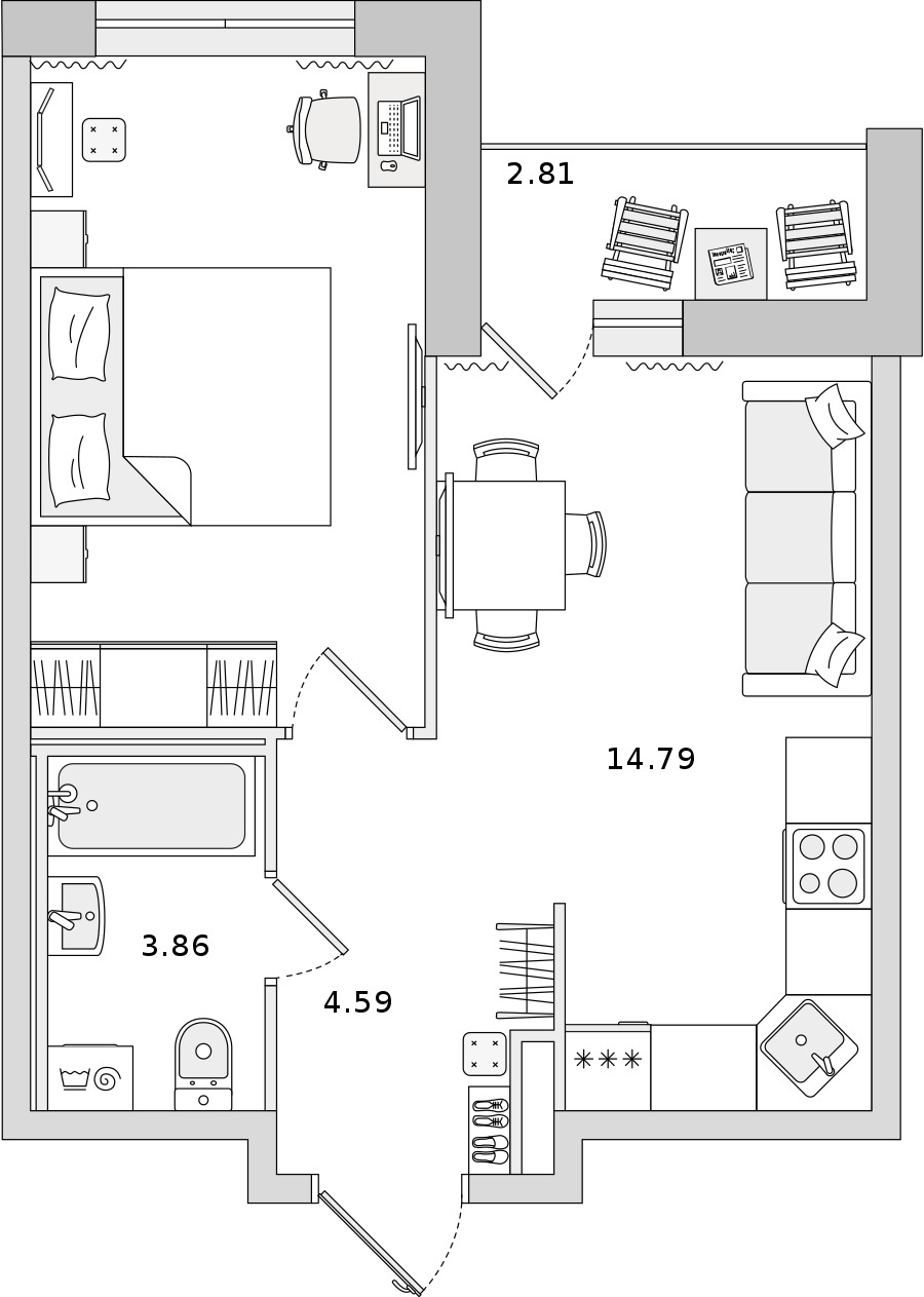 1-комнатная квартира 36.29 м², 18/22 эт., ЖК «Город Первых»